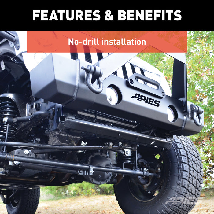 ARIES 2186000 TrailCrusher Jeep Wrangler JK Steel Front Bumper with Brush Guard; 12.5K - Truck Part Superstore