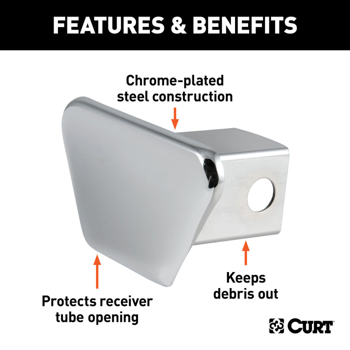 CURT 22100 CURT 22100 Chrome Steel Trailer Hitch Cover; Fits 2-Inch Receiver - Truck Part Superstore