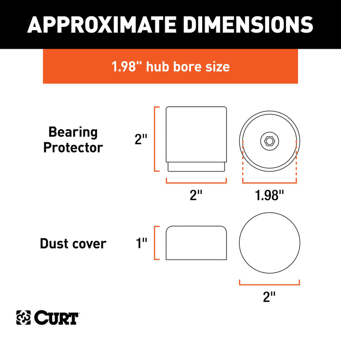 CURT 22198 CURT 22198 1.98-Inch Trailer Wheel Bearing Protectors and Dust Covers; 2-Pack - Truck Part Superstore