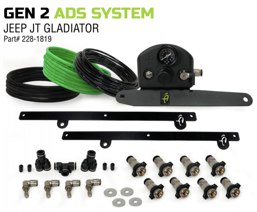 Up Down Air 228-1819 Gladiator Tire Inflator System 4 Tire For 19-20 Jeep Gladiator W/Engine Mount With Box, Fittings, Hoses and Storage Bag Black UP Down Air - Truck Part Superstore