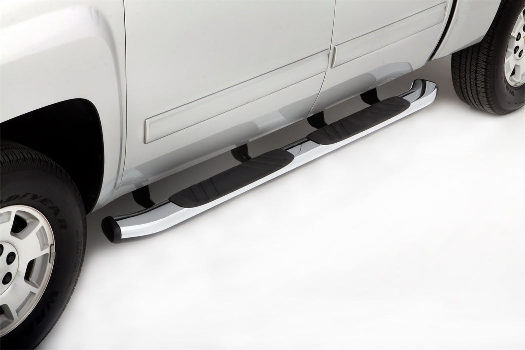 Lund 22858738 5 Inch Oval Bent Nerf Bar; Incl. Brackets; 87 in.; Chrome; - Truck Part Superstore
