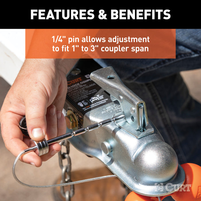 CURT 23082 CURT 23082 Universal Tri-Ball Trailer Coupler Lock; Fits 1-7/8; 2; 2-5/16-Inch - Truck Part Superstore