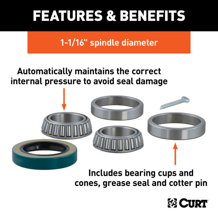 CURT 23211 CURT 23211 Replacement Trailer Wheel Bearing Kit; 1-1/16-Inch Inside Diameter - Truck Part Superstore