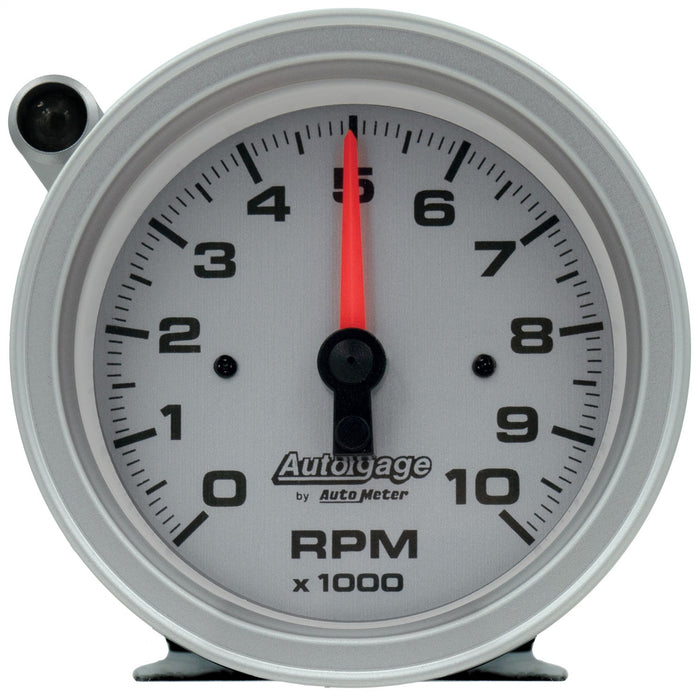 AutoMeter 233909 GAUGE; TACH; 3 3/4in.; 10K RPM; PEDESTAL W/EXT SHIFT LIGHT; SLVR DIAL BLK CASE; - Truck Part Superstore