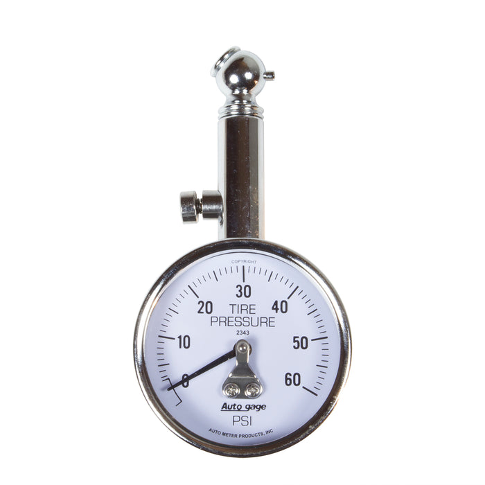 AutoMeter 2343 GAUGE; TIRE PRESSURE; ANALOG; 60PSI; WHITE DIAL; W/PEAK HOLD; AUTOGAGE - Truck Part Superstore