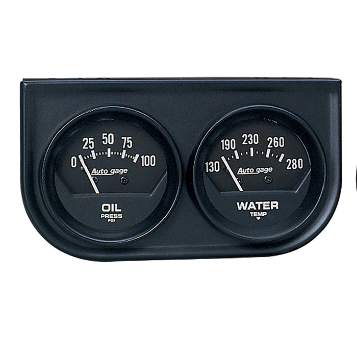 AutoMeter 2345 GAUGE CONSOLE; OILP/WTMP; 2in.; 100PSI/280deg.F; BLK DIAL; BLK BZL; AUTOGAGE - Truck Part Superstore