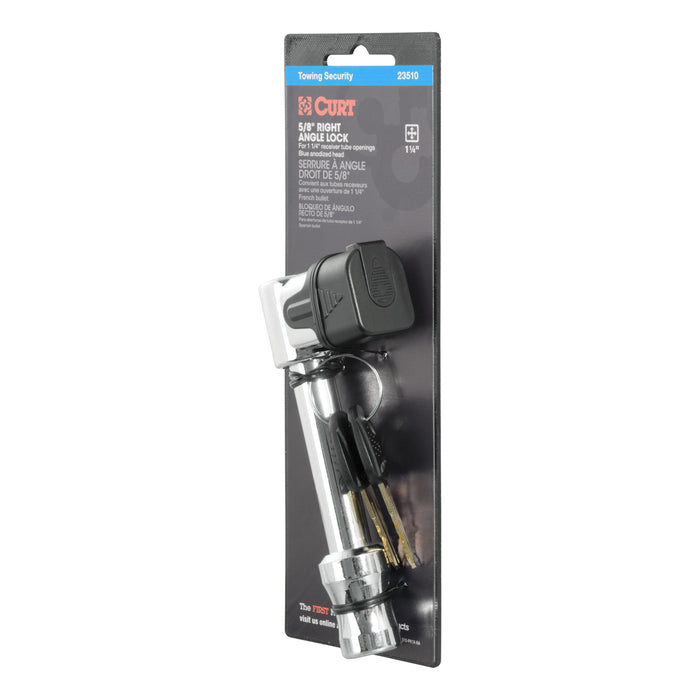 CURT 23510 5/8in. Hitch Lock (2in. Receiver; Right-Angle; Chrome) - Truck Part Superstore