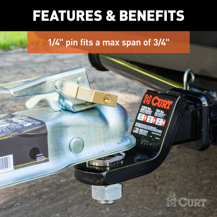 CURT 23546 Coupler Lock (1/4in. Pin; 3/4in. Latch Span; Padlock; Solid Brass) - Truck Part Superstore