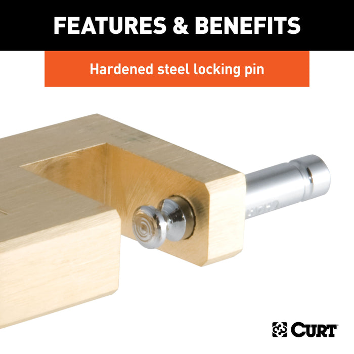 CURT 23546 Coupler Lock (1/4in. Pin; 3/4in. Latch Span; Padlock; Solid Brass) - Truck Part Superstore