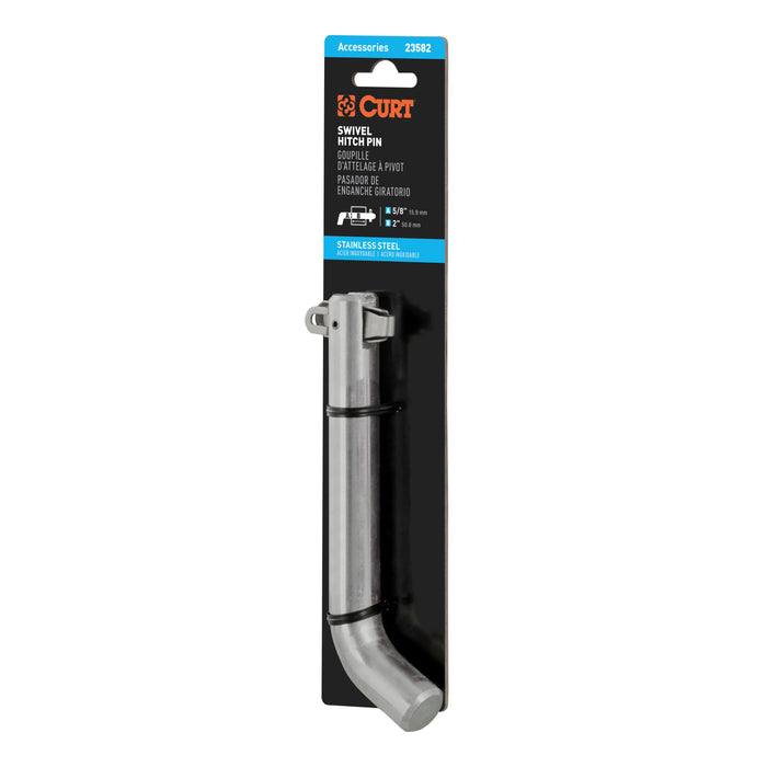 CURT 23582 5/8in. Swivel Hitch Pin (2in. Receiver; Stainless; Packaged) - Truck Part Superstore