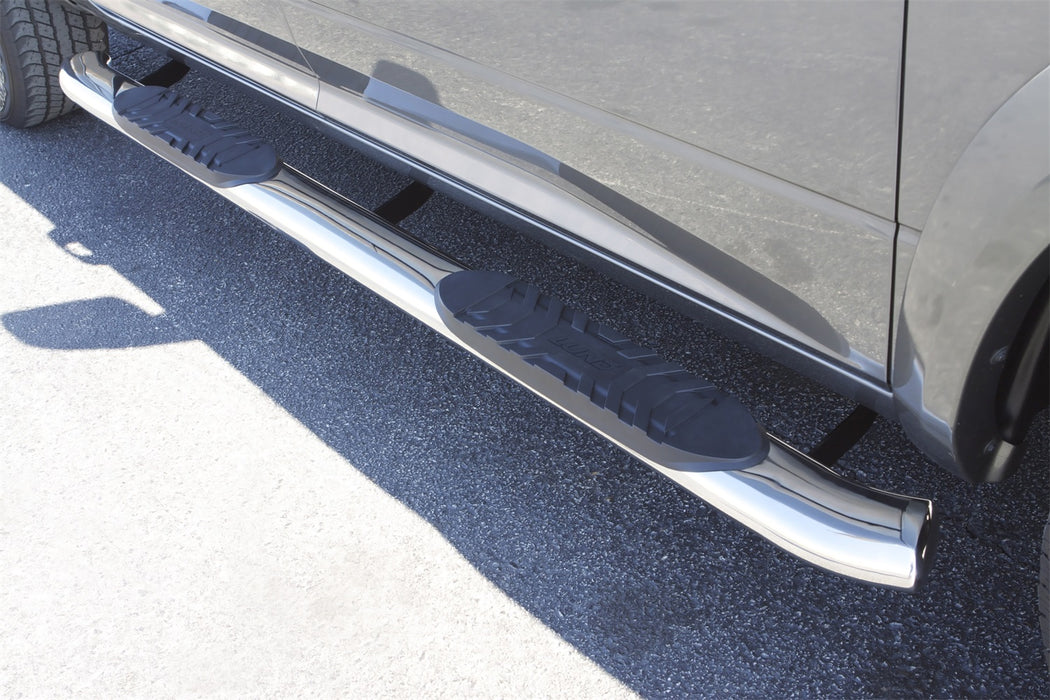 Lund 23785007 5 Inch Oval Curved Nerf Bar; Incl. Brackets; Stainless Steel; - Truck Part Superstore