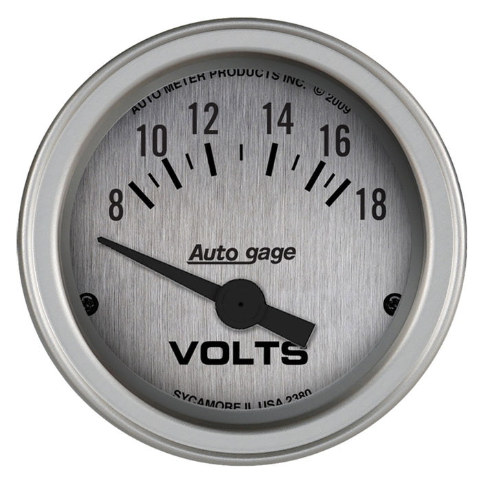 AutoMeter 2380 GAUGE CONSOLE; VOLTMETER; 2 1/16in.; 18V; SLVR DIAL; SLVR BEZEL; AUTOGAGE - Truck Part Superstore