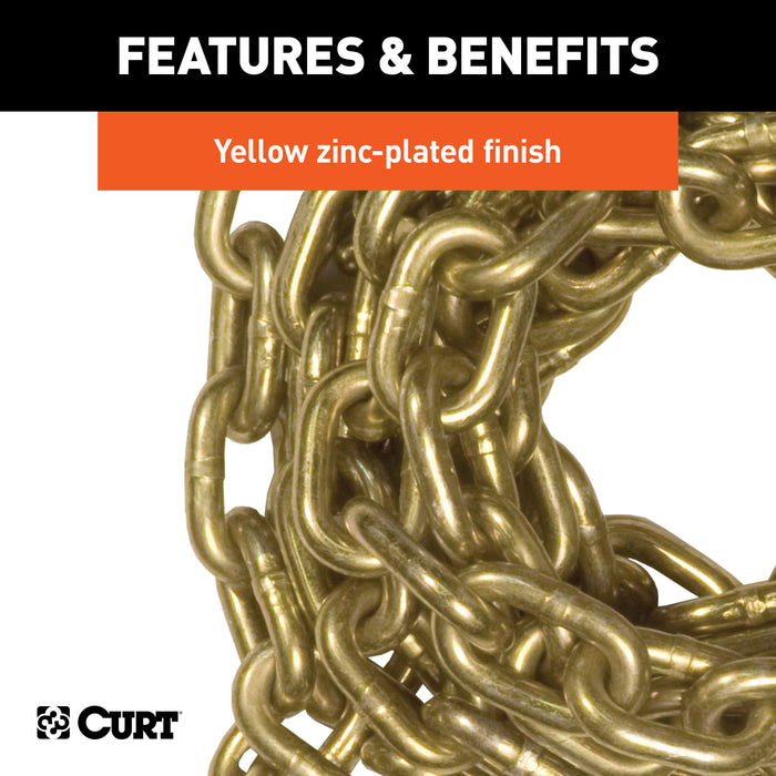 CURT 80311 20ft. Transport Binder Safety Chain with 2 Clevis Hooks (26;400 lbs; Yellow Zinc - Truck Part Superstore