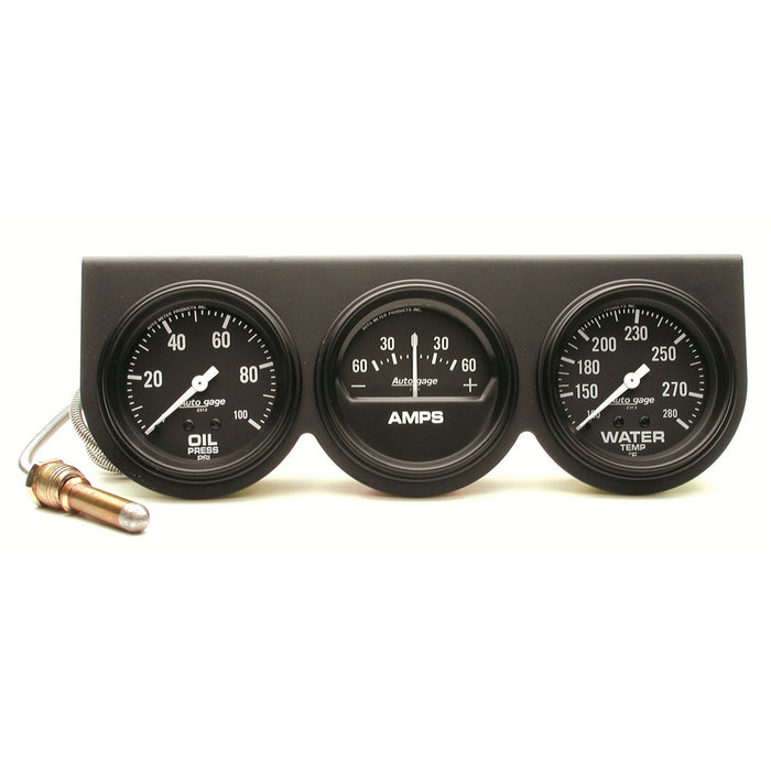 AutoMeter 2394 GAUGE CONSOLE; OILP/WTMP/AMP; 2 5/8in.; 100PSI/280deg.F/60A; BLK DIAL; BLK BZL; - Truck Part Superstore