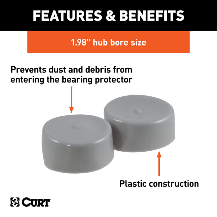 CURT 23198 CURT 23198 1.98-Inch Trailer Wheel Bearing Protector Dust Covers; 2-Pack - Truck Part Superstore