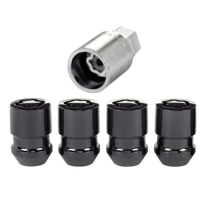 McGard 24025 Black Cone Seat Wheel Lock Set (1/2-20 Thread Size) - Set of 4 Locks and 1 Key - Truck Part Superstore