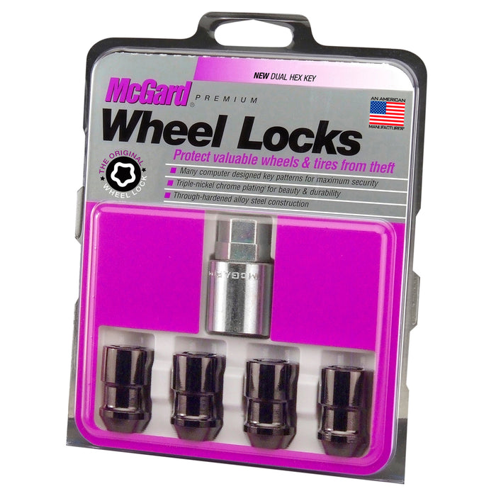 McGard 24038 Black Cone Seat Wheel Lock Set (1/2-20 Thread Size) - Set of 4 Locks and 1 Key - Truck Part Superstore