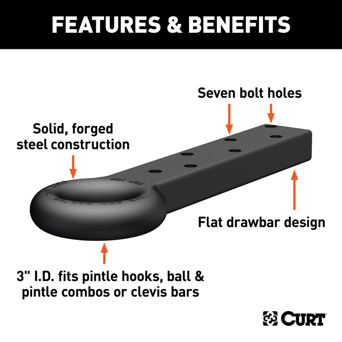 CURT 48510 CURT 48510 Black Steel Pintle Hitch Lunette Ring 3-Inch ID; 22;000 lbs - Truck Part Superstore