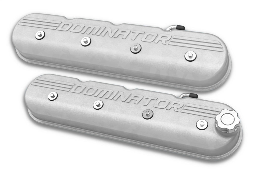 Holley 241-118 Dominator Valve Cover; Aluminum; Tall; Natural Finish w/Machined Graphics; - Truck Part Superstore