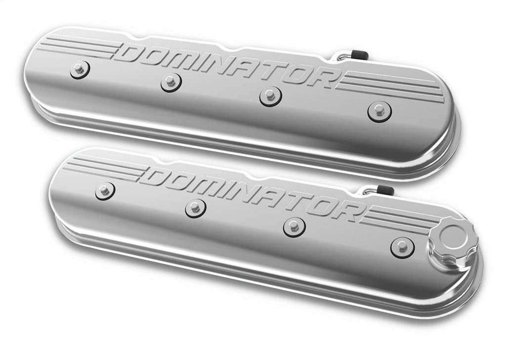 Holley 241-119 Dominator Valve Cover; Aluminum; Tall; Polished Finish w/Machined Graphics; - Truck Part Superstore