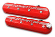 Holley 241-121 Dominator Valve Cover; Aluminum; Tall; Gloss Red Finish w/Machined Graphics; - Truck Part Superstore