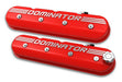Holley 241-121 Dominator Valve Cover; Aluminum; Tall; Gloss Red Finish w/Machined Graphics; - Truck Part Superstore