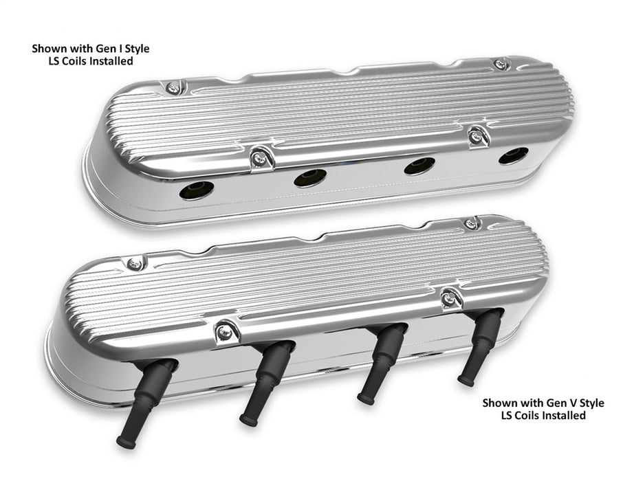 Holley 241-181 Aluminum Valve Cover Set; 2 pc.; Cast Aluminum; Polished Finish; - Truck Part Superstore