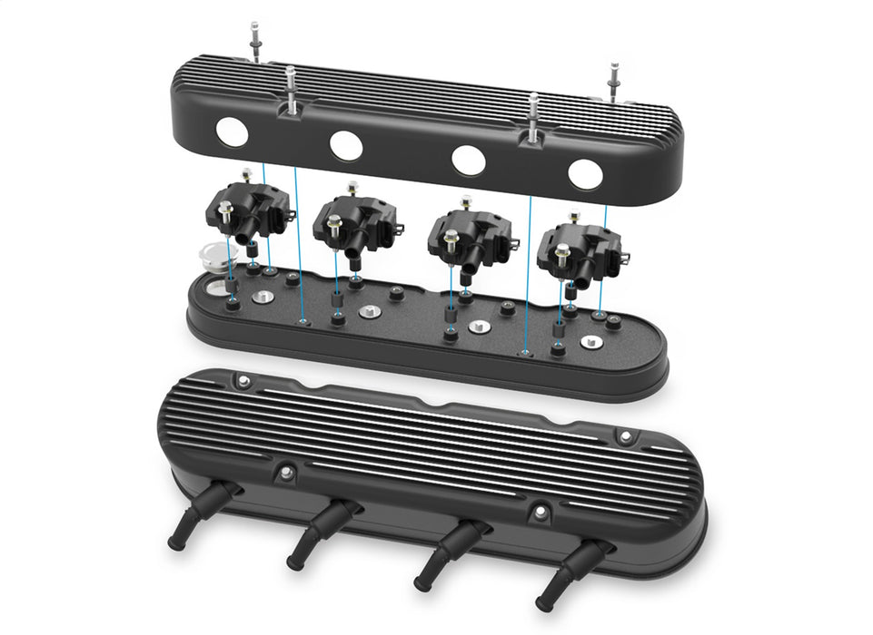 Holley 241-182 Aluminum Valve Cover Set; 2 pc.; Cast Aluminum; Satin Black Finish; - Truck Part Superstore