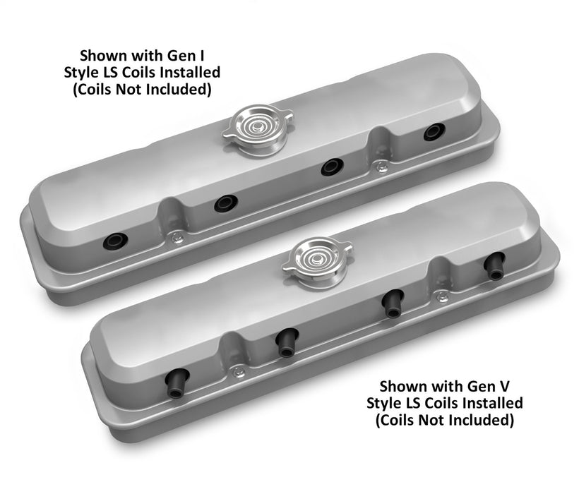 Holley 241-190 LS Valve Cover; 2 pc.; Pontiac Style; Cast Aluminum; Natural Cast Finish; - Truck Part Superstore