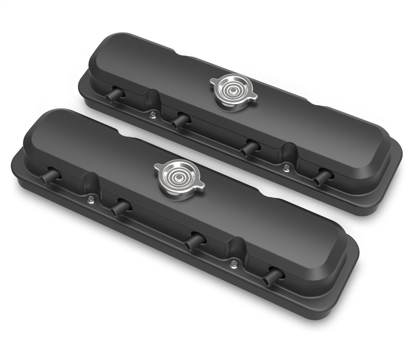 Holley 241-192 LS Valve Cover; 2 pc.; Pontiac Style; Cast Aluminum; Satin Black Finish; - Truck Part Superstore