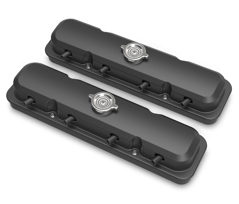 Holley 241-192 LS Valve Cover; 2 pc.; Pontiac Style; Cast Aluminum; Satin Black Finish; - Truck Part Superstore