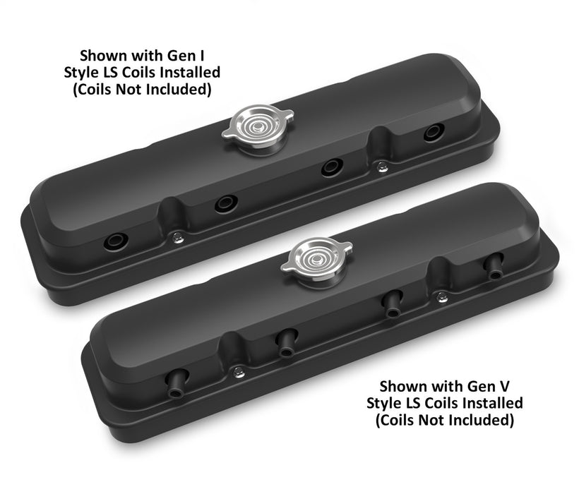 Holley 241-192 LS Valve Cover; 2 pc.; Pontiac Style; Cast Aluminum; Satin Black Finish; - Truck Part Superstore