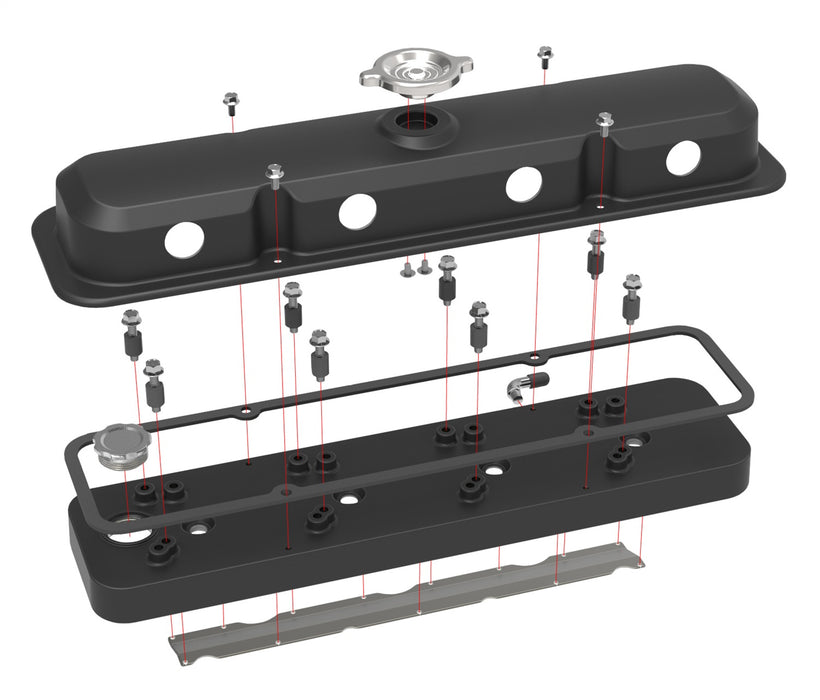 Holley 241-192 LS Valve Cover; 2 pc.; Pontiac Style; Cast Aluminum; Satin Black Finish; - Truck Part Superstore