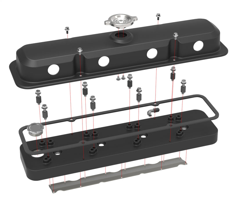 Holley 241-192 LS Valve Cover; 2 pc.; Pontiac Style; Cast Aluminum; Satin Black Finish; - Truck Part Superstore