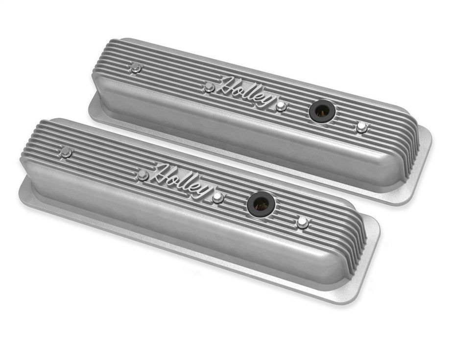 Holley 241-246 Valve Covers; Center-Bolt Finned; w/o Emissions Port; Natural Finish; - Truck Part Superstore
