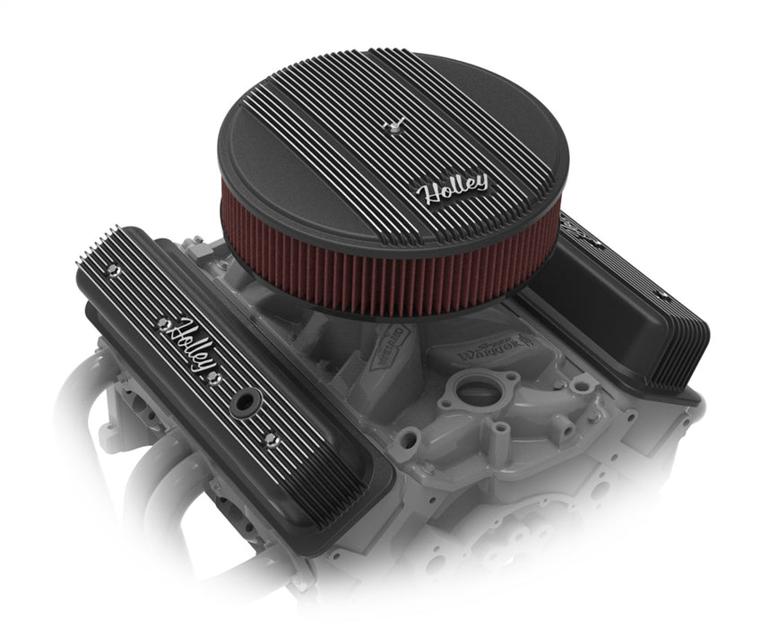 Holley 241-247 Valve Covers; Center-Bolt Finned; w/o Emissions Port; Black Finish; - Truck Part Superstore