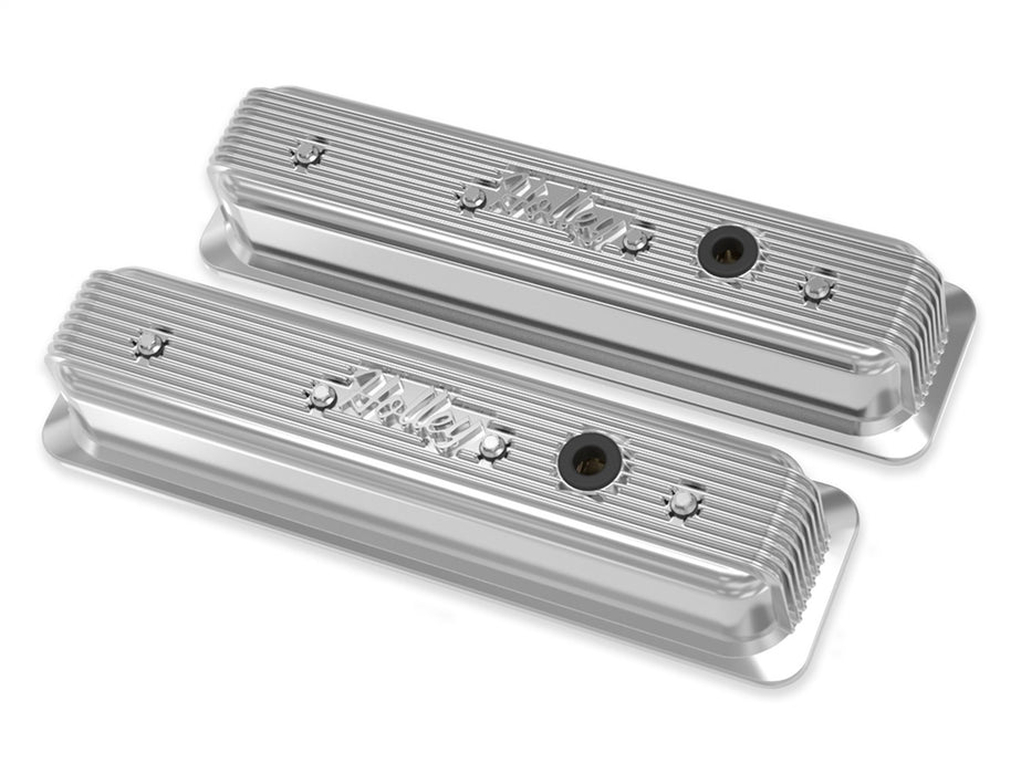 Holley 241-248 Valve Covers; Center-Bolt Finned; w/o Emissions Port; Polished Finish; - Truck Part Superstore