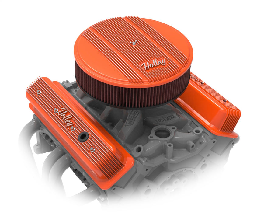 Holley 241-249 Valve Covers; Center-Bolt Finned; w/o Emissions Port; Chevy Orange Finish; - Truck Part Superstore