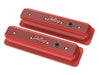 Holley 241-250 Valve Covers; Center-Bolt Finned; w/o Emissions Port; Gloss Red Finish; - Truck Part Superstore