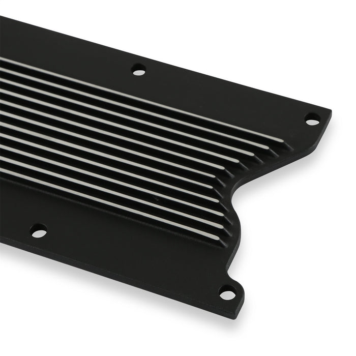 Holley 241-258 LS Valley Cover; Finned; Satin Black Machined Finish; Cast Aluminum; - Truck Part Superstore