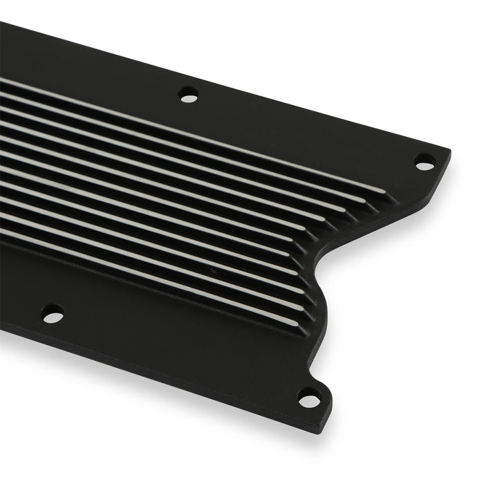 Holley 241-258 LS Valley Cover; Finned; Satin Black Machined Finish; Cast Aluminum; - Truck Part Superstore