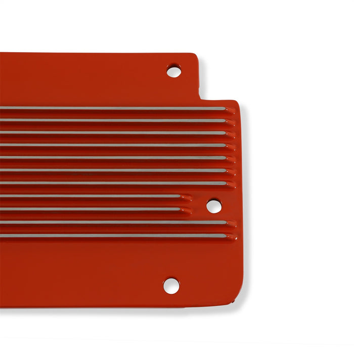Holley 241-271 LS Valley Cover; Finned; Factory Orange Finish; Cast Aluminum; - Truck Part Superstore