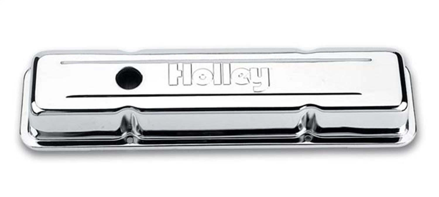 Holley 241-80 Chrome Valve Cover; 4-Bolt - Old Style; Holley Logo; Pair; Chrome Finish; - Truck Part Superstore