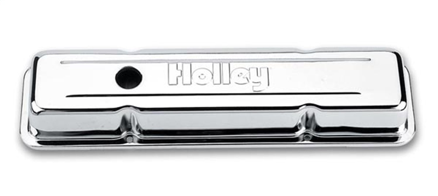 Holley 241-80 Chrome Valve Cover; 4-Bolt - Old Style; Holley Logo; Pair; Chrome Finish; - Truck Part Superstore