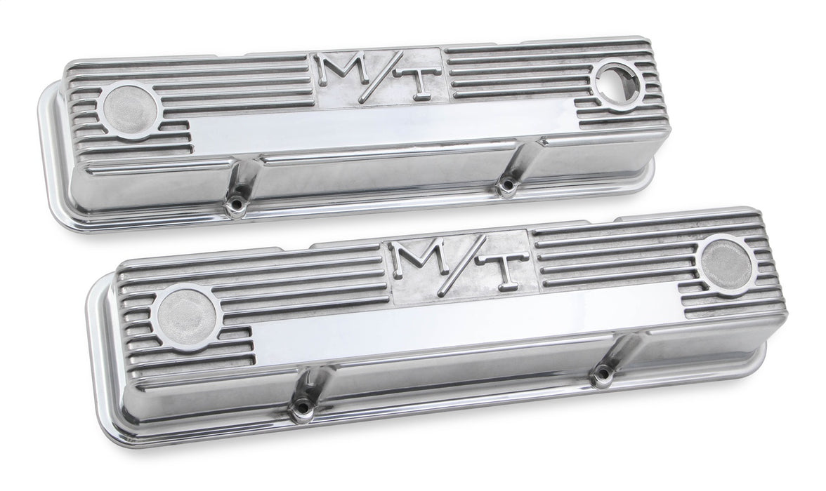 Holley 241-82 M/T Retro Aluminum Valve Covers; Vintage Style Finned; Cast Aluminum; Polished; - Truck Part Superstore