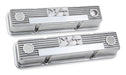 Holley 241-82 M/T Retro Aluminum Valve Covers; Vintage Style Finned; Cast Aluminum; Polished; - Truck Part Superstore