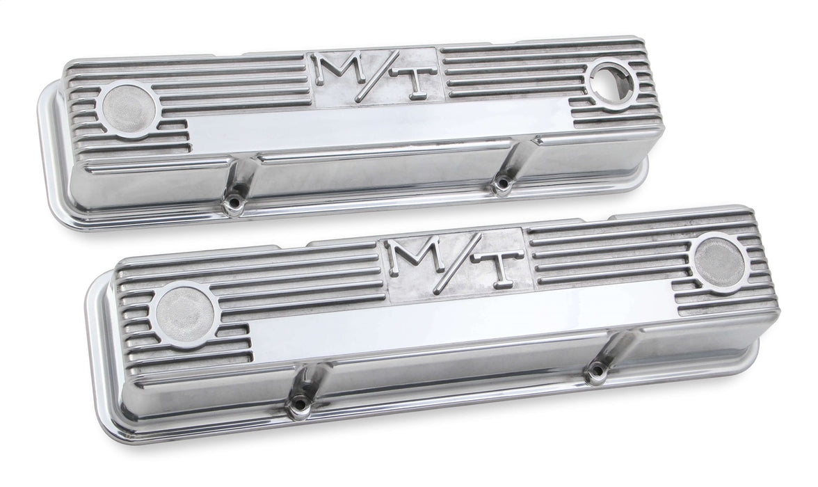 Holley 241-82 M/T Retro Aluminum Valve Covers; Vintage Style Finned; Cast Aluminum; Polished; - Truck Part Superstore