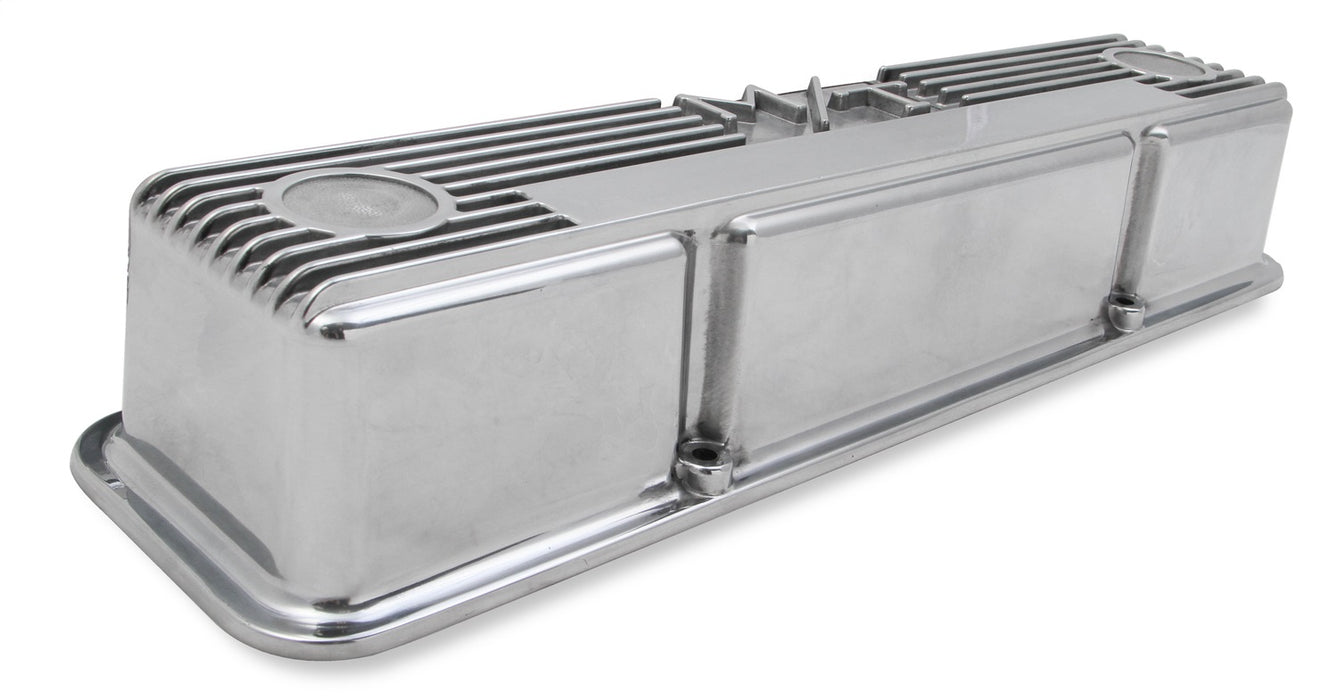 Holley 241-82 M/T Retro Aluminum Valve Covers; Vintage Style Finned; Cast Aluminum; Polished; - Truck Part Superstore