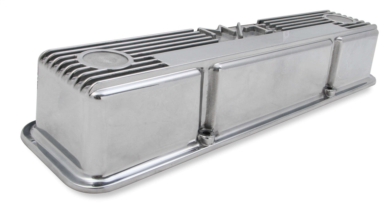 Holley 241-82 M/T Retro Aluminum Valve Covers; Vintage Style Finned; Cast Aluminum; Polished; - Truck Part Superstore