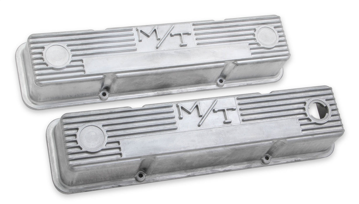 Holley 241-86 M/T Retro Aluminum Valve Covers; Vintage Style Finned; Cast Aluminum; Natural; - Truck Part Superstore